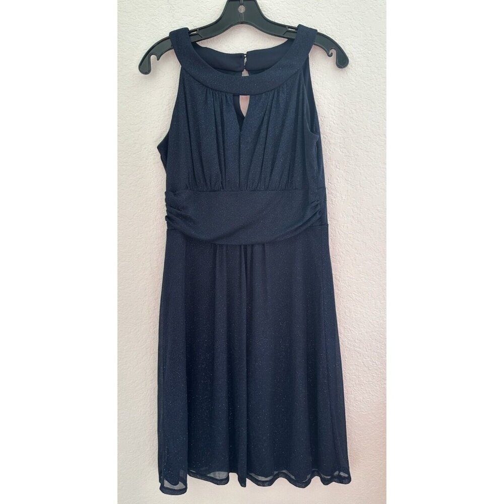 ENFOCUS STUDIO Womens Navy Glitter Halter Empire Knee-Length Dress Size 12 Party